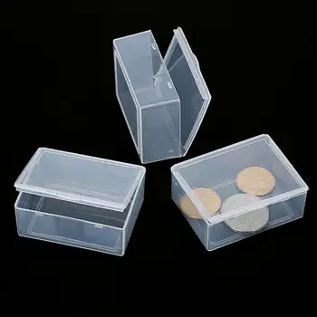1 бр. различни размери, малка квадратна прозрачна пластмасова кутия за съхранение на бижута, диамантена бродерия, хапчета от мъниста за домашно съхранение