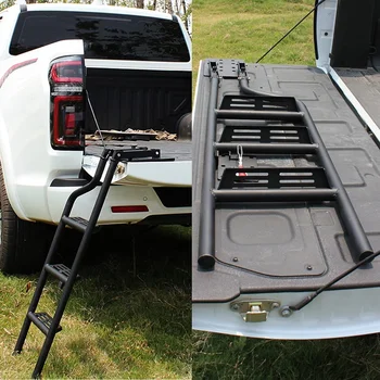 1 бр. стъпало на багажника на пикап, стълбище за крака, подходящ за ISUZU D-MAX 2011-2019 алуминий черен