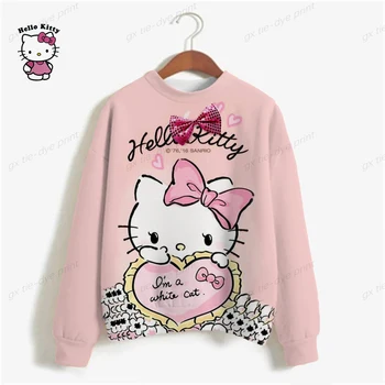 2023 Здравей Кити hoody дамски ежедневни пуловер с принтом блуза o-образно деколте топ с дълъг ръкав здравейте Кити карикатура hoody качулки