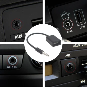 3,5 мм Plug AUX Аудио Жак за USB 2.0 Женски конвертор Кабел Кабел за авто MP3 Автомобилни аксесоари, Черен, Дължина 14 см