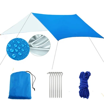 3 м X 3 м Водоустойчив Сенник за Защита от Слънцето, брезент, защита от ултравиолетови лъчи, плажна шатра, тента за къмпинг, хамак, дъждобран, сенник за къмпинг