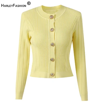 3 цвята, черен/каки/жълто, с кръгло деколте и дълъг ръкав, през пролетта вязаный пуловер, casual стил, къси дамски блузи, качество