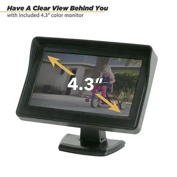 4.3-инчов TFT LCD цветен авто монитор за задно виждане за паркиране, резервна камера за обратно виждане със стойка