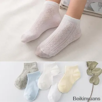 5 Детски чорапи, пролет-лято, нови памучни, тънки дишащи детски мрежести чорапи, бели меки за новородени деца