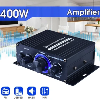 AK-170 Мини Hi-Fi Стерео Аудио Усилвател Bluetooth LED 200 W + 200 W 12 В Двоен Домашен Усилвател с RCA Вход Amplificador