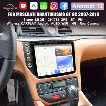 Android 12 Автомобилен Радиоприемник За Maserati Grantismo GT GC 2007-2018 10 Инча Мултимедиен Авто Стерео GPS Навигация Carplay 128 GB 4G LTE