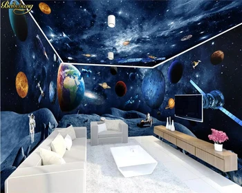 beibehang Потребителски тапети Вселена, галактика, земята астронавт 3D тема космос тапети за цялата къща начало декор на 3D тапети