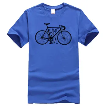 Bikecycle Cycle Мъжка синя тениска I Want to Ride, Мъжки Блузи с отстъпка, Кръгъл Отвор, Удобен Блузи с къс ръкав, Тениска в байкерском стил