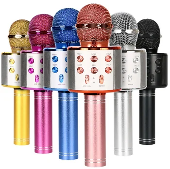 Bluetooth Караоке микрофон, Безжичен микрофон Професионален Говорител Ръчен микрофон плейър за запис на пеене с микрофон за домашно KTV