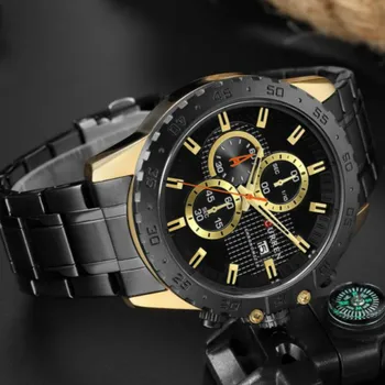 CURREN 8334 най-Луксозни маркови златни мъжки часовник Черен бизнес кварцов часовник водоустойчив мъжки златни мъжки часовник Мъжки часовник