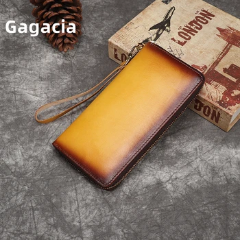 GAGACIA 2023, нов всекидневни женски портфейл от естествена кожа, обикновен ретро портфейл за монети, женски луксозни ръчно изработени портмонета, дамски