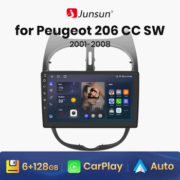 Junsun V1 Pro 8G + 256G За Peugeot 206 206CC 206SW 2001-2008 радиото в автомобила Автомобилни видео плейъри CarPlay Android Auto No 2din 2 din DVD
