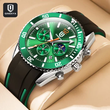 QINGXIYA 2023 Нови силиконови кварцови часовници, мъжки модни многофункционални часовници с хронограф, светещи водоустойчив Relogio Masculino