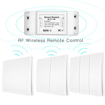 RF433 110V 220V WiFi Приемник RF Безжично дистанционно гласов контрол Smart Life приложение на Hristo работи за Алекса Google Home без батерии
