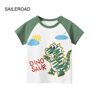 SAILEROAD 2023, нова лятна детска тениска, памучни тениски с къс ръкав и модел на Динозавър за момчета, тениски, блузи, бебешки дрехи
