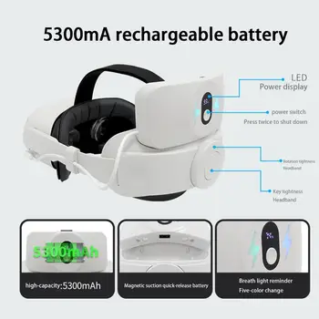 VR-Майка на каишка с регулируема дисплей захранване, Магнитни быстроразъемный батерия, без натиск при носене, VR-майка на каишка за Oculus Quest2