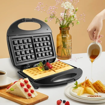 Zogifts Мини-Вафельница за закуска, Форма за торта, яйчен, Многофункционална Машина за готвене на вафли за закуска, Чугунен тиган Sonifer с незалепващо покритие
