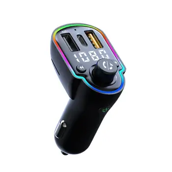 Автомобили Смарт-музикален адаптер A8 5,0 FM-Предавател, Приемник комплект за Кола за MP3 аудио плейър Високоговорител QC 3,0 PD Двойно USB Бързо зарядно устройство