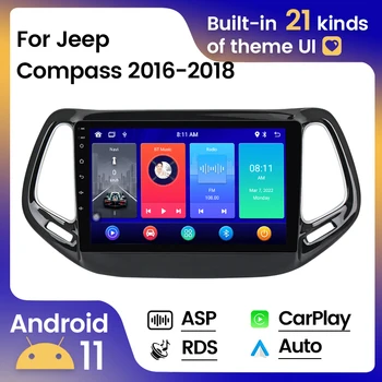 Автомобилна Стерео Радио За Jeep Compass 2016 2017 2018 Мултимедиен Плеър 10 инча 8G 128G Android AutoRaido Главното устройство Carplay + Auto БТ 4G