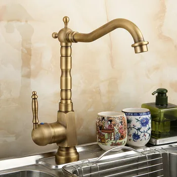 Аксесоари за декориране на дома, кухненски кран от антични месинг, въртящи се на 360 градуса, смесител за мивка в банята, кран