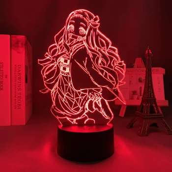 Аниме Led Лампа Kimetsu No Yaiba Nezuko Kamado за Украса Спални лека нощ Подарък Манга 3d Лампа Demon Slayer Декор на Стая