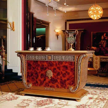 Бар с дърворезба в европейски стил, френски придворен бар, кабинет за почивка, вино кабинет на вила