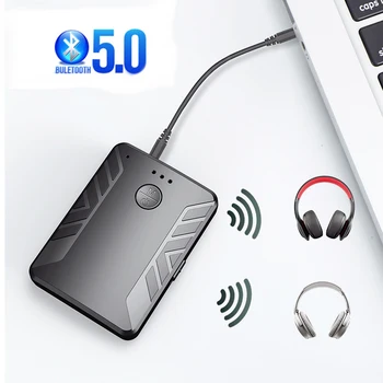 Безжичен аудио AUX Адаптер за Син Зъб 5.0 за PC, tv, автомобилни музика, адаптер с две податели-рецепторите, приемник-предавател, Bluetooth