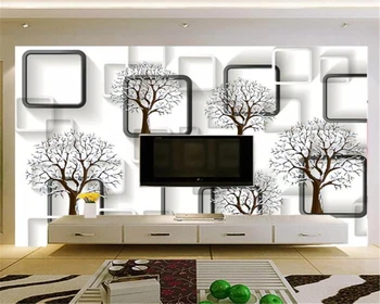 бейбехан Потребителски тапети 3D стенопис абстрактно дърво паднали листа ръчно рисувани ТЕЛЕВИЗИЯ фонова стена дневна спалня 3D тапети