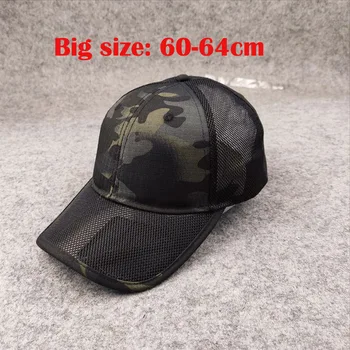 Бейзболна шапка лятна с дишаща мрежа за мъже, регулируема по-голям размер на главата, мъжка шапка, ежедневни камуфляжная шапка за джунглата, мъжки 62 см