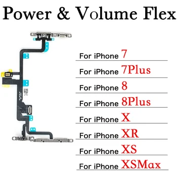 Бутони за регулиране на силата на звука Гъвкав кабел за iPhone 7 7Plus 8G 8 Plus X XR XS XSMax с подмяна на ключа за изключване на звука