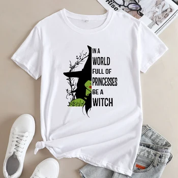 В свят, пълен с принцеси, Тениска Be A Witch, Реколта Женска тениска с участието на Вещици, най-Забавната женска тениска за парти на Хелоуин, Топ