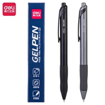 Гел химикалки Deli с черно мастило, гел прибиращ гладка дръжка от 0,5 мм, сменяеми пълнители, офис ученически пособия, Канцеларски материали