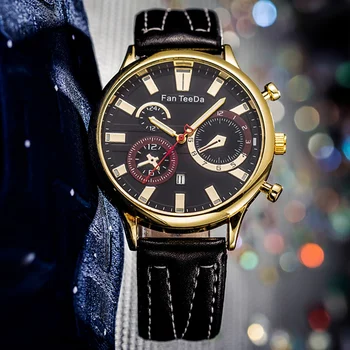 Гореща разпродажба, Reloj Hombre, модерни кожени мъжки часовници, луксозен календар, кварцов часовник, бизнес часовници за мъже, Часовници Montre Homme
