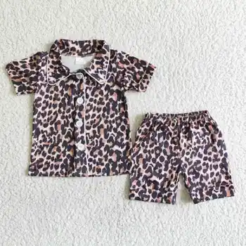 Гореща разпродажба, Детски Летни дрехи за сън, комплекти детски леопардовой дрехи, пижами за деца