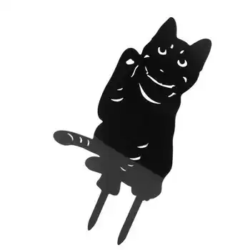 Градински знак с черна котка, за защита от дъжд и вятър, градински брой с котка на двора
