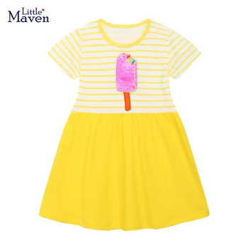 Детско празнично рокля за момичета Little maven, елегантни рокли с пайети за сладолед 2023, детско лятно парти за деца сетчатое рокля на принцеса