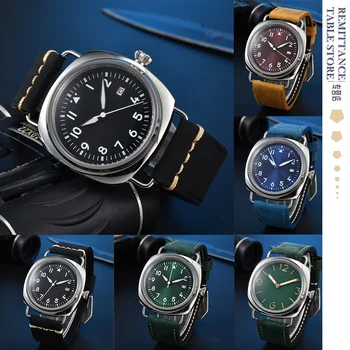 Ежедневни мъжки часовници с 45 мм, Корпус от неръждаема стомана, Кожена каишка, Автоматичен механичен механизъм NH35A, модни