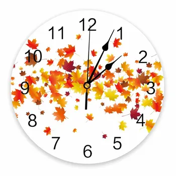 Есенни кленови листа, декоративни кръгли стенни часовници, дизайн с арабски цифри, не тикающие стенни часовници, голяма спалня, антре, Баня