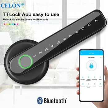 Интелигентна система за заключване на вратите с пръстов отпечатък и Bluetooth за TTlock, електронно заключване с биометрическим пръстов отпечатък/парола/ ключ/ разблокировкой приложения