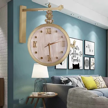 Италиански стенен часовник Цифров Дървен дизайн Минималистичные стенен часовник Двустранни Украса за спални Orologio Parete House