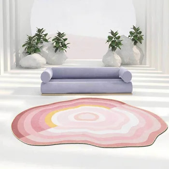 Килими за хол, модерен Прост килим с неправилна форма в скандинавски стил, синьо, розово, лилаво, градиентный подложка за пода в стаята, Декорация на дома
