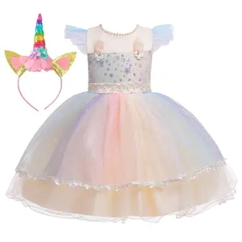 Коледни Рокли на Принцеси за Малки момичета, Детски Рокли За Малки Момичета, Детски Облекло за Сватбеното парти с Перлата на Цвете, Versidos от 6 m до 5 години