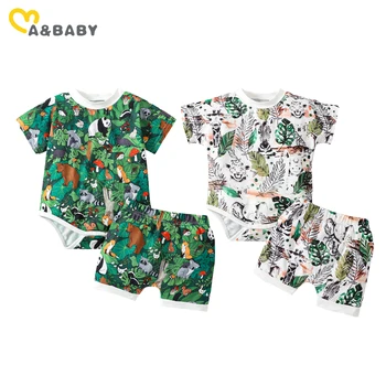 Комплекти Дрехи за новородени момчета 0-18 м, летни комплекти, дрехи, гащеризон с принтом животни, потници, Шорти, сладко облекло