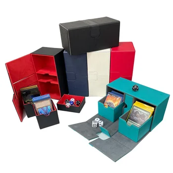 Кутия За Съхранение на Тесте Карти е 200 + за MTG YGO TCG Карти, Бебешко са подбрани Карта, Играчка За Хоби, Преносима Кожена Кутия За Тестето Карти Търговски Изкуствена Кожа