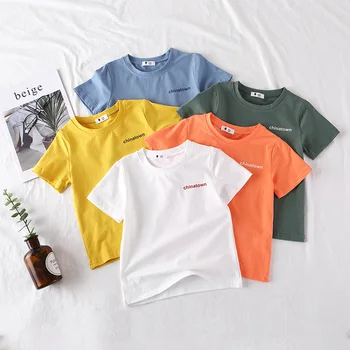 Летни дрехи за момчета от 2021 г., Детска тениска, Памучни Тениски с къс ръкав и Надписи За Момчета И Момичета, Блузи, Бебешки Дрехи LZ743