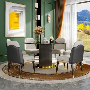 Луксозен маса David Прост семеен кръг, с отделна маса и комбиниран комплект столове