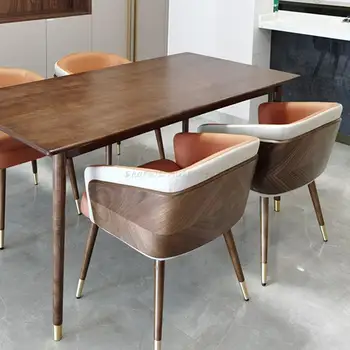 Луксозен минималистичен стол за хранене, Удобни Дизайнерски столове от дърво за почивка, Уникални скандинавските столове С подлакътник, Шезлонг, Съвременни мебели