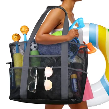 Лятна плажна чанта Голям Голям mesh bag-тоут Леки плажни чанти Преносима Сгъваема чанта-тоут Здрава семейна чанта за гмуркане