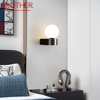 Модерно черно латунное стенни BROTHER с led подсветка 3 цвята, творчески лампа в близост до светильником за домашен интериор на спалнята