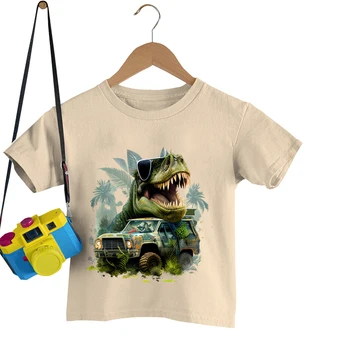 Модни Тениски с Динозавром За момчета, Тениски с Модел на Динозавър T-rex Y2k, Лятна Детски Дрехи в Ретро стил За момичета, Тениски с животни в стил Харадзюку